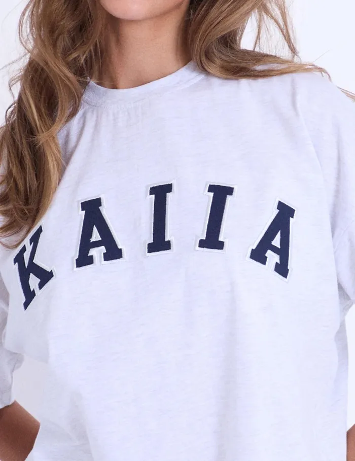 Women Kaiia Oversized Tshirt Grey Marl and Navy Marl Public Desire Tops