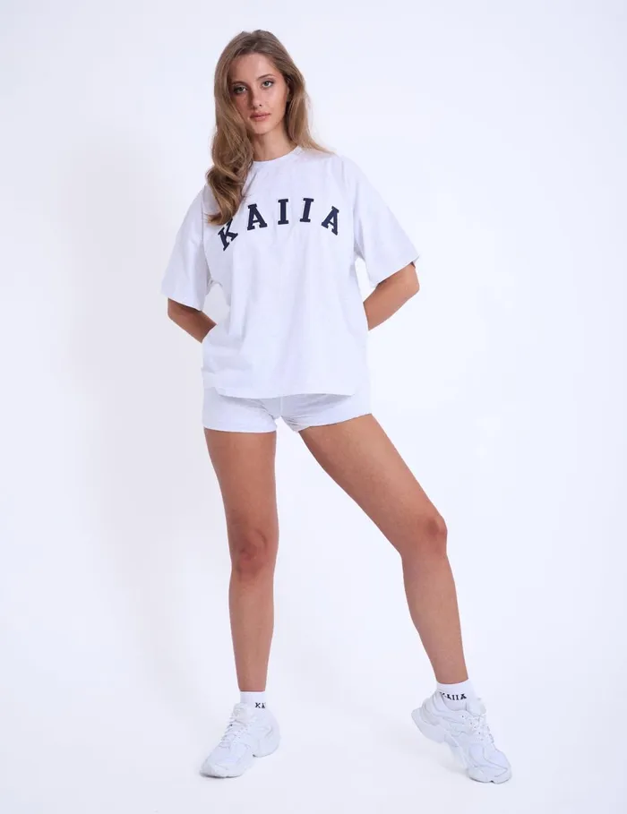 Women Kaiia Oversized Tshirt Grey Marl and Navy Marl Public Desire Tops