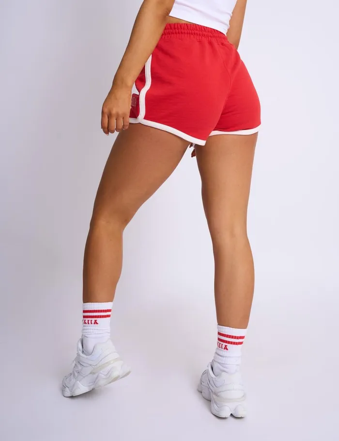 Women Kaiia Paris Contrast Trim Runner Sweat Shorts Red Red Public Desire Shorts