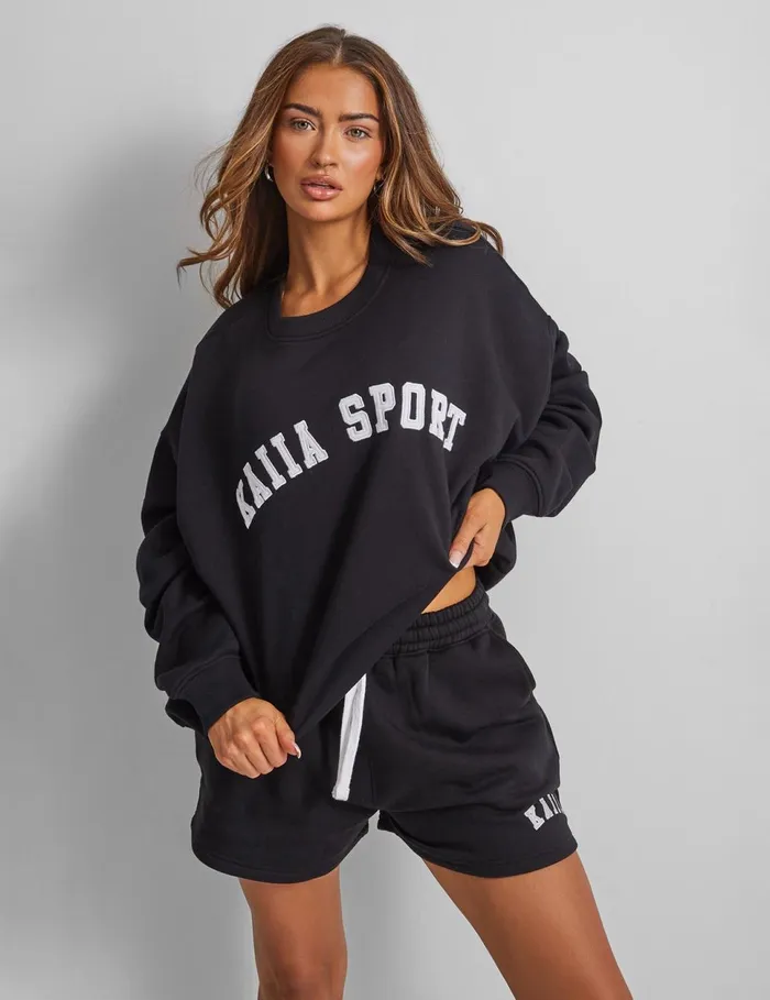 Women Kaiia Relaxed Sweat Shorts Black Black Public Desire Curve