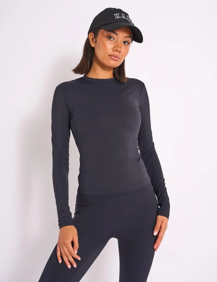 Women Kaiia Sculpt Long Sleeve Fitted Tshirt Black Black Public Desire Sculpt and Reset