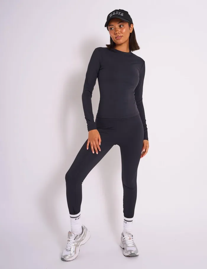 Women Kaiia Sculpt Long Sleeve Fitted Tshirt Black Black Public Desire Sculpt and Reset
