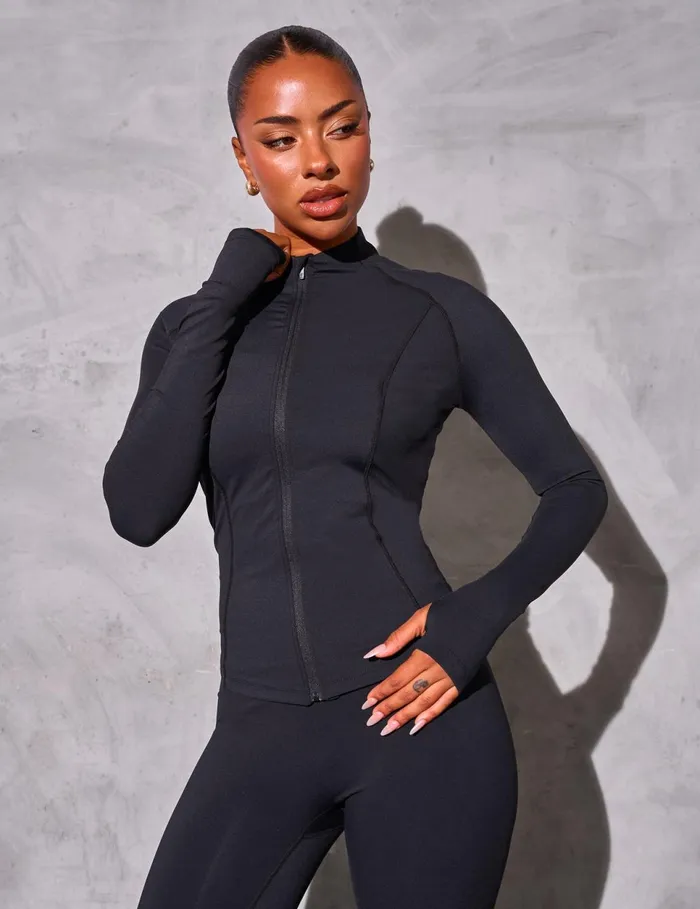 Women Kaiia Sculpt Long Sleeve Zip Through Fitted Top Black Black Public Desire Tops Women Kaiia Sculpt Long Sleeve Zip Through Fitted Top Black Black Public Desire Tops