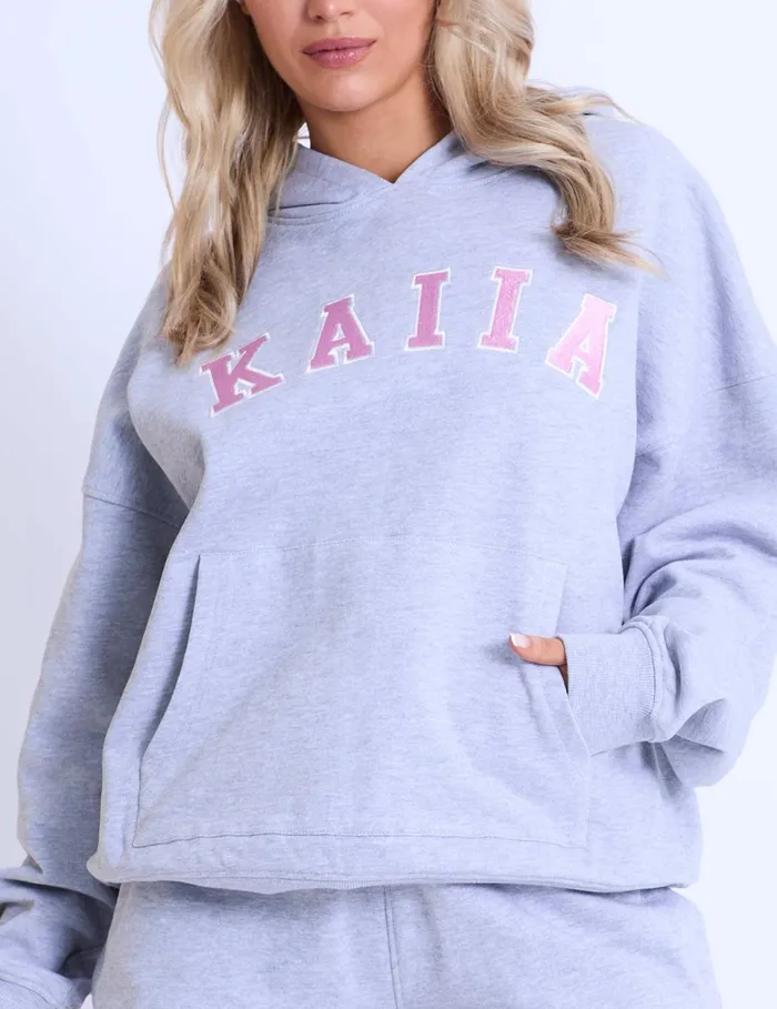 Women Kaiia Slogan Oversized Hoodie Grey Marl and Pink Marl Public Desire Sweatshirt and Hoodies
