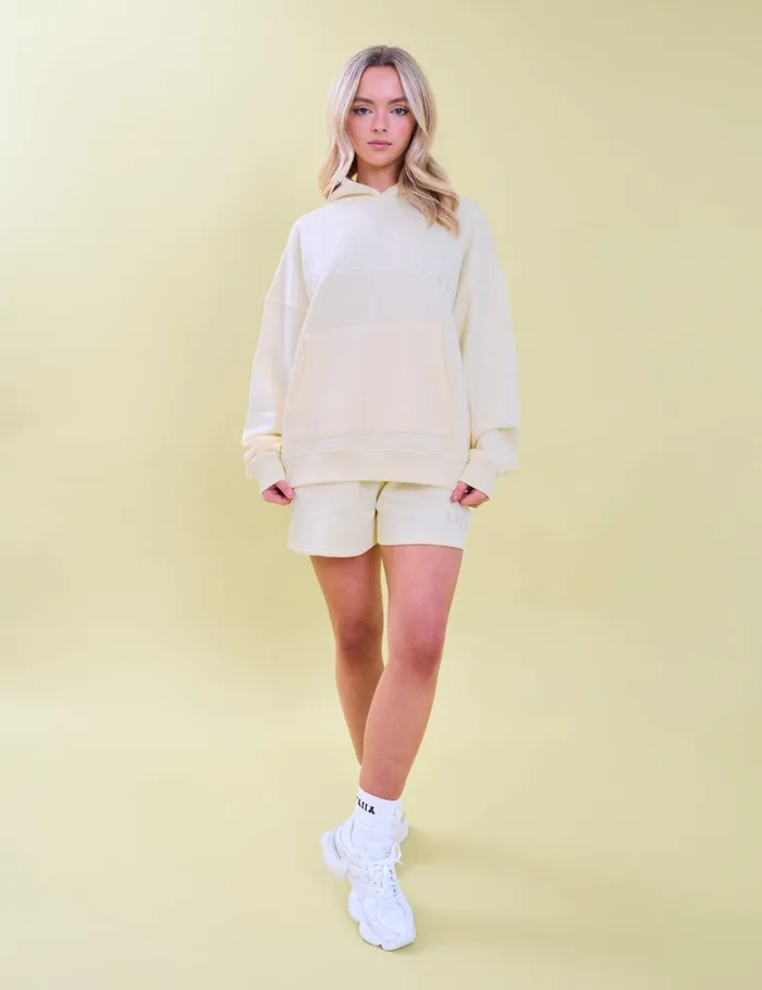 Women Kaiia Slogan Oversized Hoodie Lemon Yellow Public Desire Sweatshirt and Hoodies