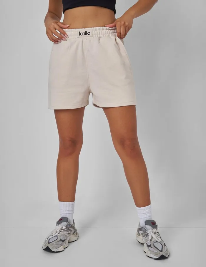 Women Kaiia Slogan Relaxed Sweat Short Cream Neutral Public Desire Shorts
