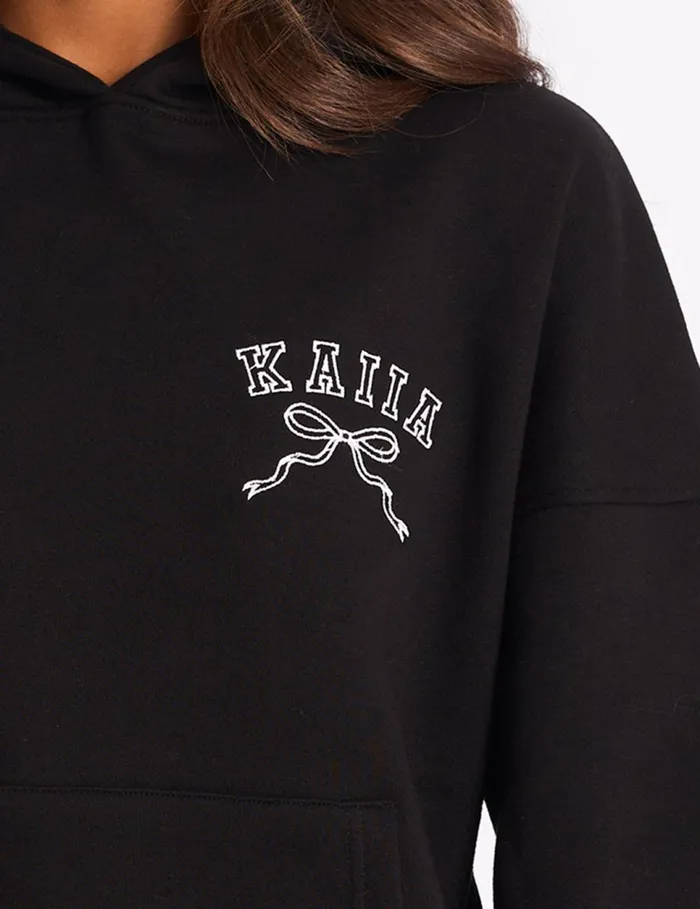 Women Kaiia Sport Bow Oversized Hoodie Black and White White Public Desire Tailoring