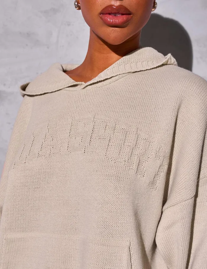 Women Kaiia Sport Knitted Hoodie Stone Stone Public Desire Sweatshirt and Hoodies