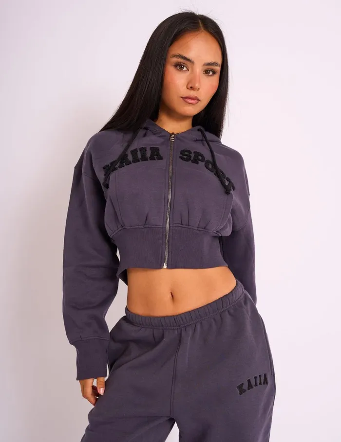 Women Kaiia Sport Logo Zip Through Cropped Hoodie Dark Grey Grey Public Desire Sweatshirt and Hoodies Women Kaiia Sport Logo Zip Through Cropped Hoodie Dark Grey Grey Public Desire Sweatshirt and Hoodies