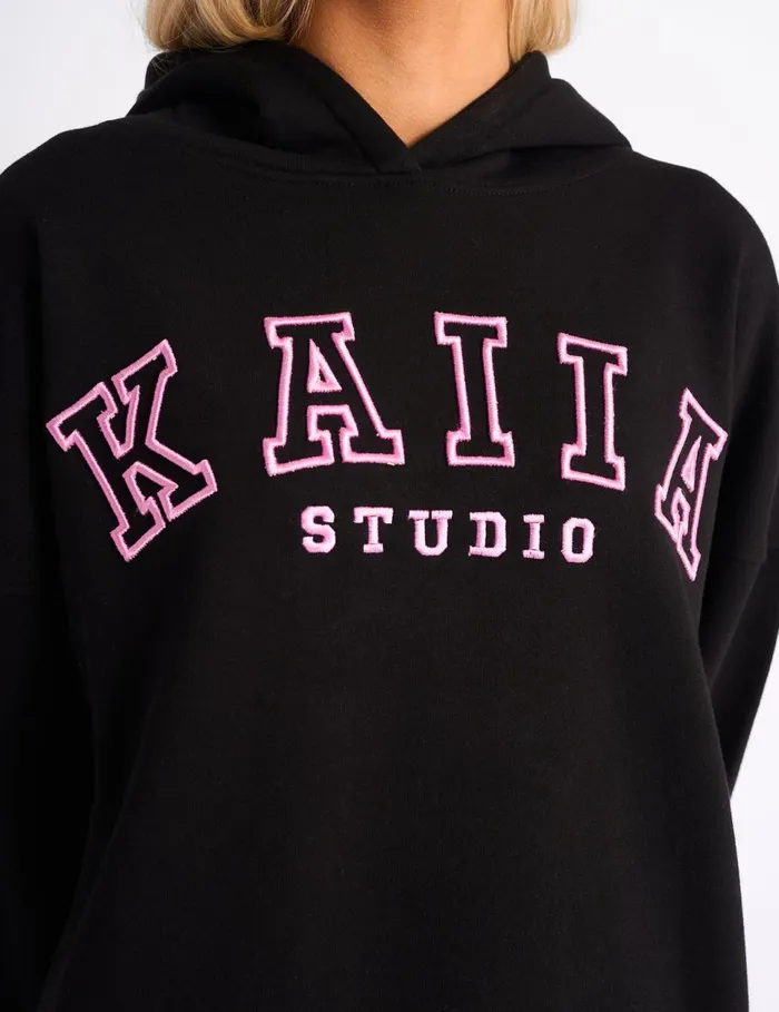 Women Kaiia Sport Oversized Hoodie Black and Pink Pink Public Desire Tailoring