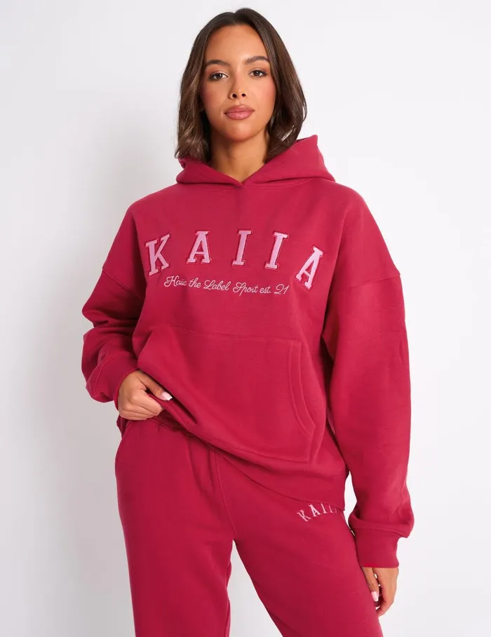 Women Kaiia Sport Oversized Hoodie Cranberry and Pink Pink Public Desire Tailoring Women Kaiia Sport Oversized Hoodie Cranberry and Pink Pink Public Desire Tailoring