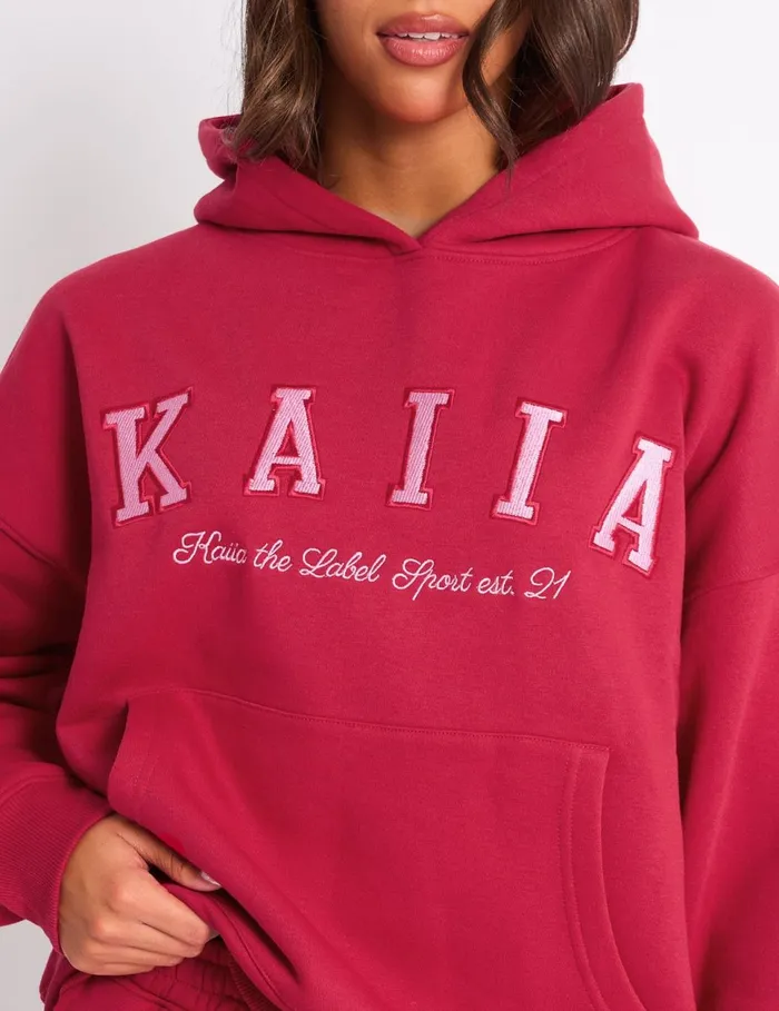Women Kaiia Sport Oversized Hoodie Cranberry and Pink Pink Public Desire Tailoring
