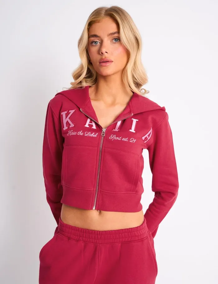 Women Kaiia Sport Zip Up Hoodie Cranberry and Pink Pink Public Desire Tailoring Women Kaiia Sport Zip Up Hoodie Cranberry and Pink Pink Public Desire Tailoring