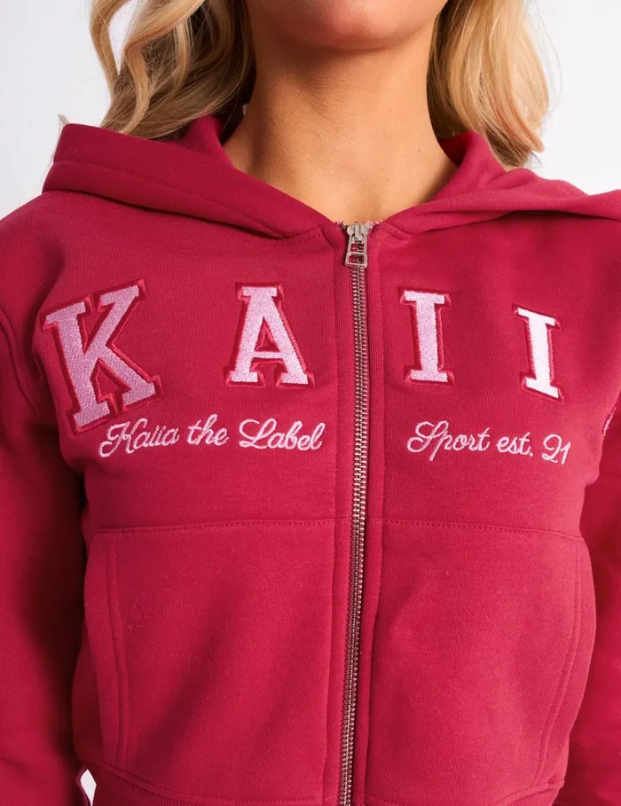 Women Kaiia Sport Zip Up Hoodie Cranberry and Pink Pink Public Desire Tailoring