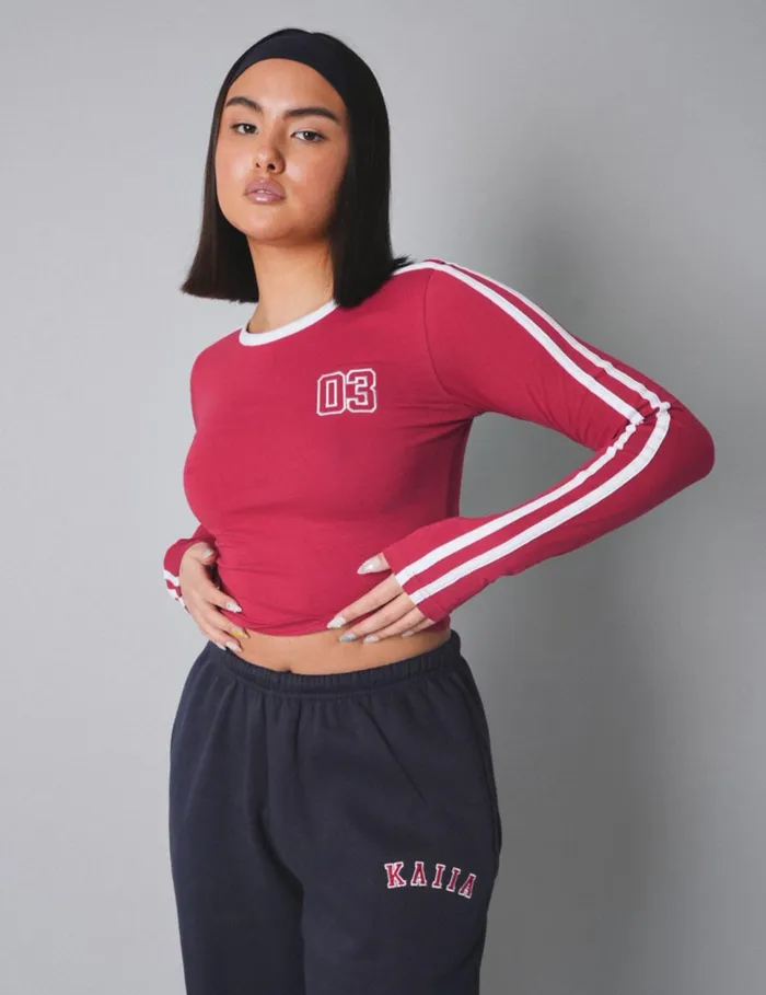 Women Kaiia Sporty Long Sleeve Tee With Contrast Binding In Red And White Red Public Desire Tops Women Kaiia Sporty Long Sleeve Tee With Contrast Binding In Red And White Red Public Desire Tops
