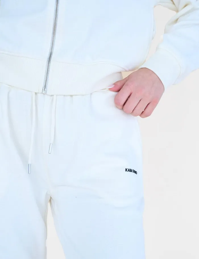 Women Kaiia Studio Back Pocket Wide Leg Sweat Pants Ecru Ecru Public Desire Jogger and Leggings