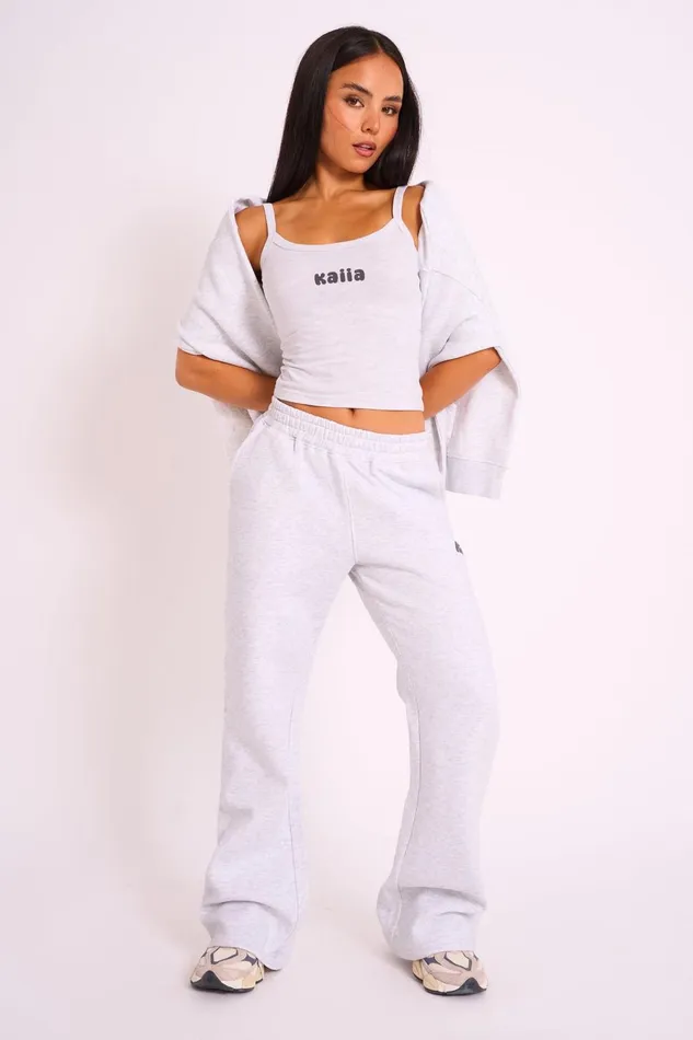 Women Kaiia Studio Bubble Graphic Wide Leg Jogger Grey Marl Grey Public Desire Jogger and Leggings Women Kaiia Studio Bubble Graphic Wide Leg Jogger Grey Marl Grey Public Desire Jogger and Leggings
