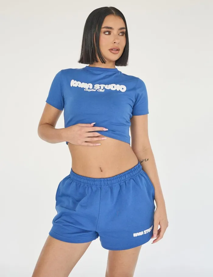 Women Kaiia Studio Bubble Logo Baby Tee Blue Blue Public Desire Tops