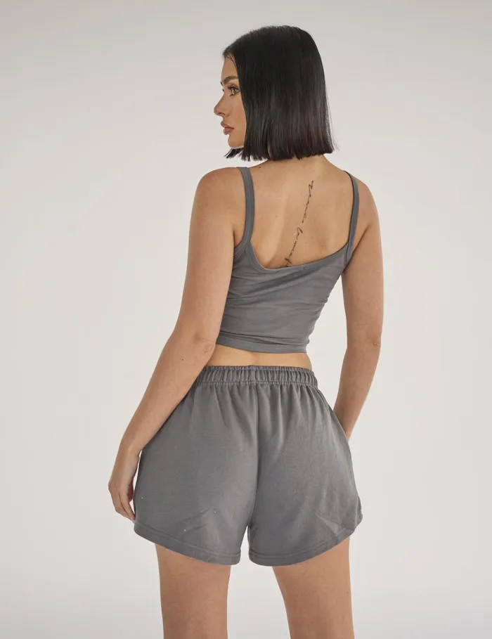 Women Kaiia Studio Bubble Logo Cami Vest Top Dark Grey and Lilac Grey Public Desire Tops