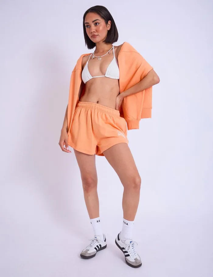 Women Kaiia Studio Bubble Logo Mini Sweat Shorts Light Orange Orange Public Desire Shorts