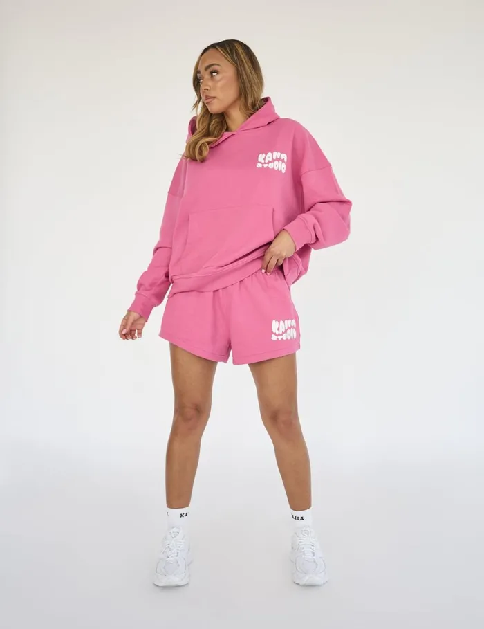 Women Kaiia Studio Bubble Logo Oversized Hoodie Pink Pink Public Desire View All Clothing