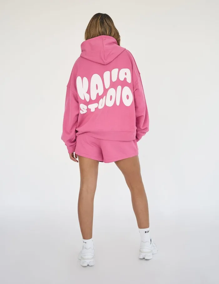 Women Kaiia Studio Bubble Logo Oversized Hoodie Pink Pink Public Desire View All Clothing