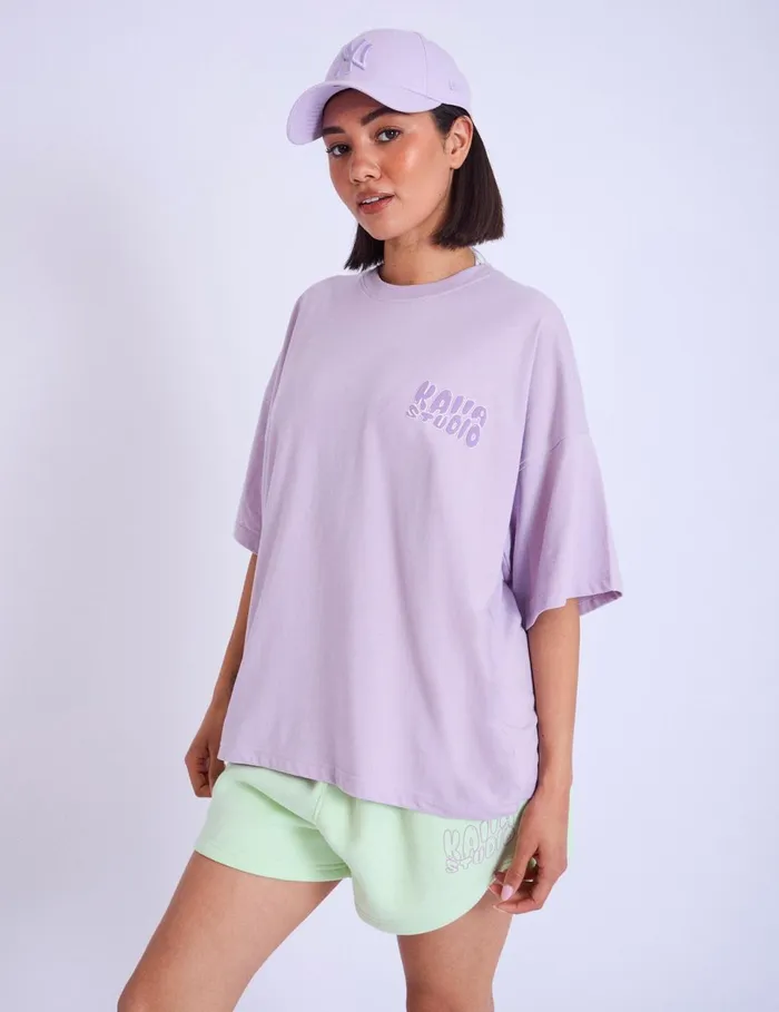 Women Kaiia Studio Bubble Logo Oversized Tshirt Lilac Lilac Public Desire Tops Women Kaiia Studio Bubble Logo Oversized Tshirt Lilac Lilac Public Desire Tops