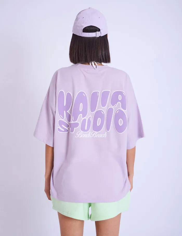 Women Kaiia Studio Bubble Logo Oversized Tshirt Lilac Lilac Public Desire Tops