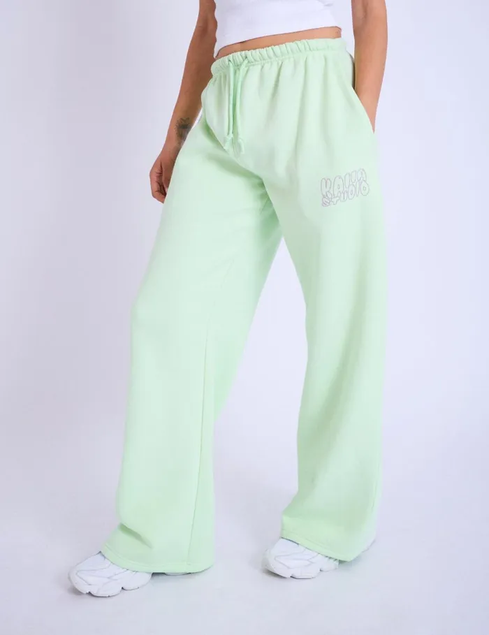 Women Kaiia Studio Bubble Logo Wide Leg Joggers Lime Public Desire Jogger and Leggings