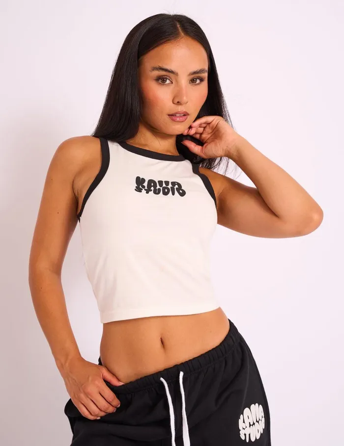 Women Kaiia Studio Contrast Binding Racer Vest White and Black Black Public Desire Kaiia The Label Women Kaiia Studio Contrast Binding Racer Vest White and Black Black Public Desire Kaiia The Label