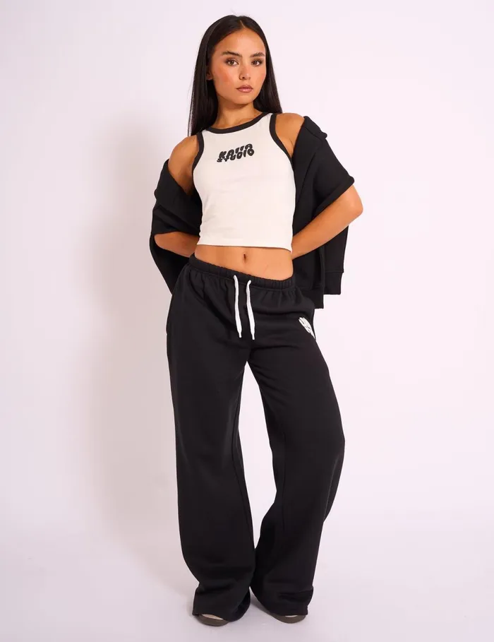 Women Kaiia Studio Contrast Binding Racer Vest White and Black Black Public Desire Kaiia The Label