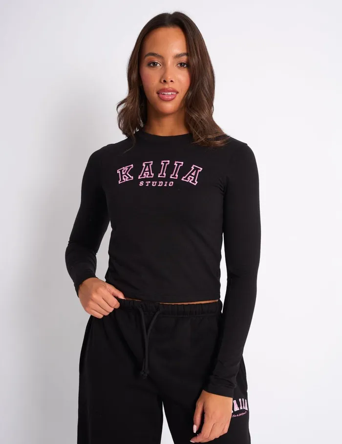 Women Kaiia Studio Long Sleeve Top Black And Pink Pink Public Desire Kaiia The Label Women Kaiia Studio Long Sleeve Top Black And Pink Pink Public Desire Kaiia The Label