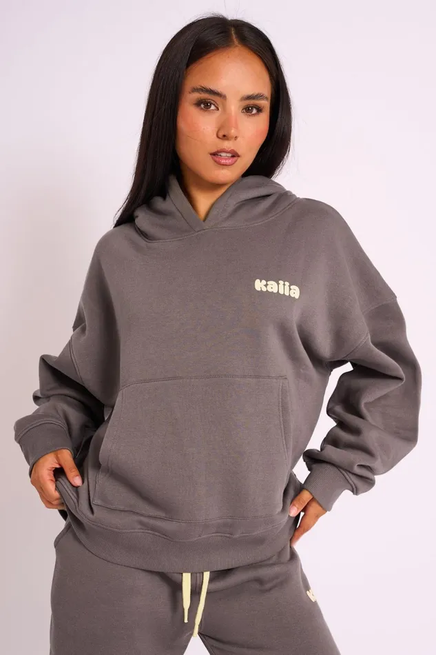Women Kaiia Studio Oversized Hoodie Dark Grey Yellow Public Desire Kaiia The Label Women Kaiia Studio Oversized Hoodie Dark Grey Yellow Public Desire Kaiia The Label