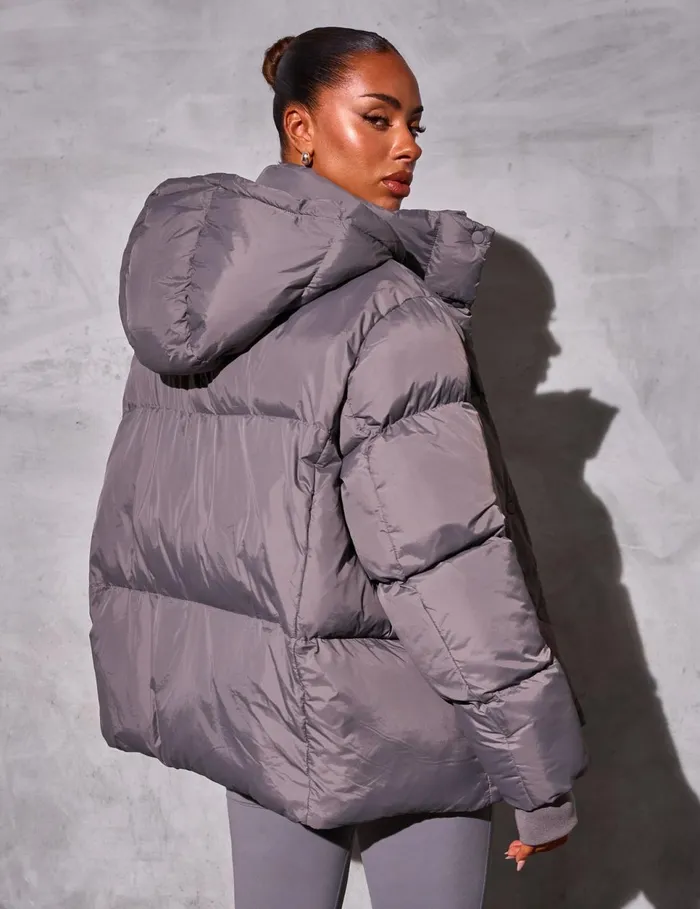 Women Kaiia Studio Oversized Puffer Coat Grey Grey Public Desire Outerwear and Jackets