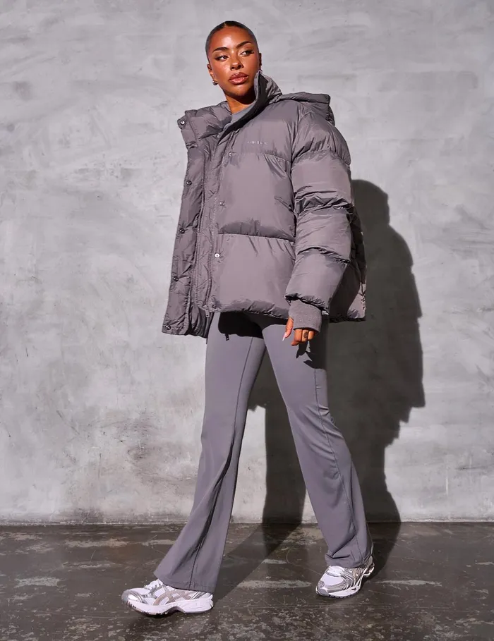 Women Kaiia Studio Oversized Puffer Coat Grey Grey Public Desire Outerwear and Jackets