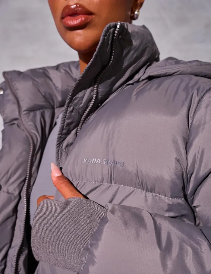 Women Kaiia Studio Oversized Puffer Coat Grey Grey Public Desire Outerwear and Jackets