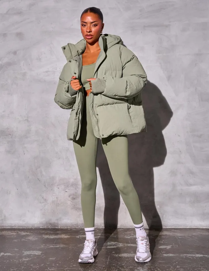 Women Kaiia Studio Oversized Puffer Coat Khaki Khaki Public Desire Outerwear and Jackets