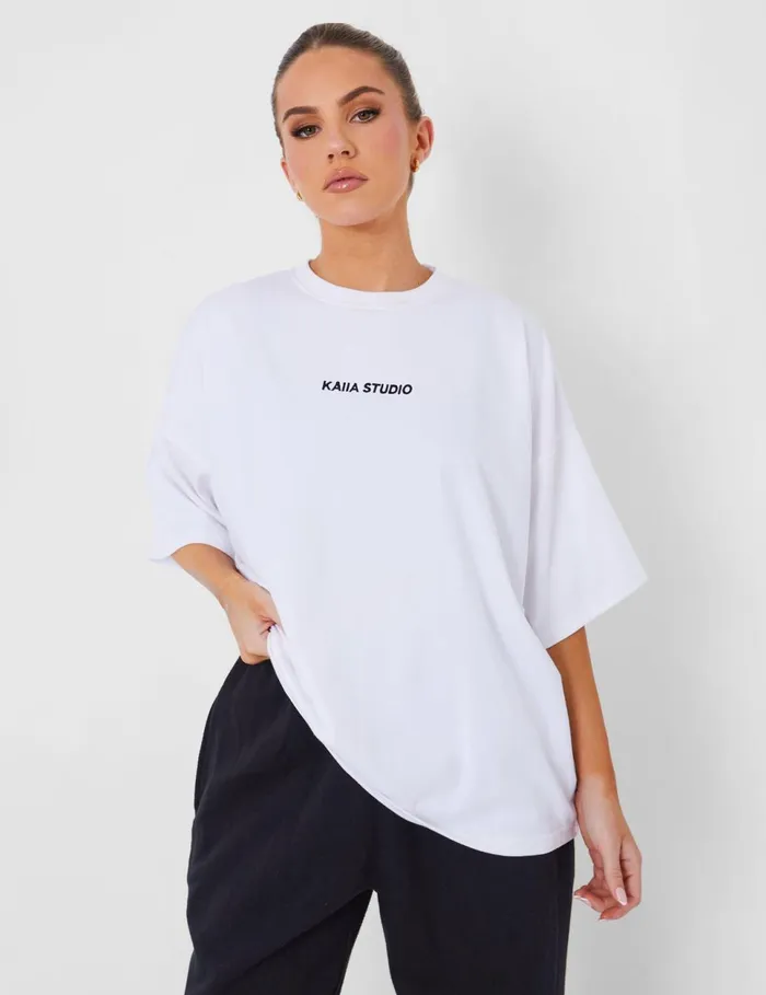 Women Kaiia Studio Oversized Tshirt White White Public Desire Curve