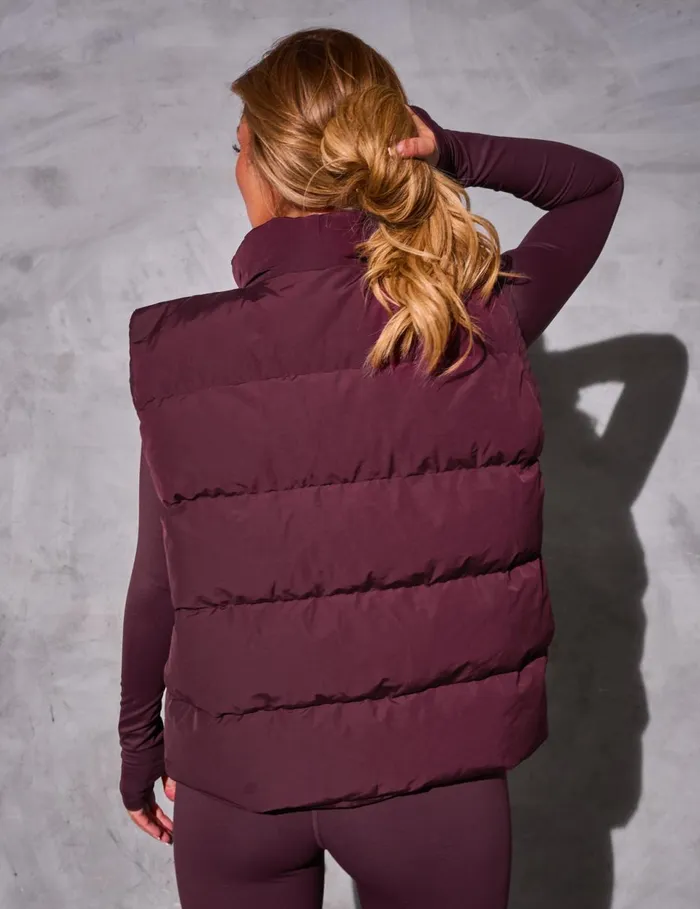 Women Kaiia Studio Padded Gilet Deep Burgundy Burgundy Public Desire Outerwear and Jackets