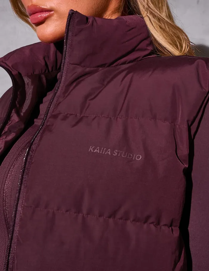 Women Kaiia Studio Padded Gilet Deep Burgundy Burgundy Public Desire Outerwear and Jackets