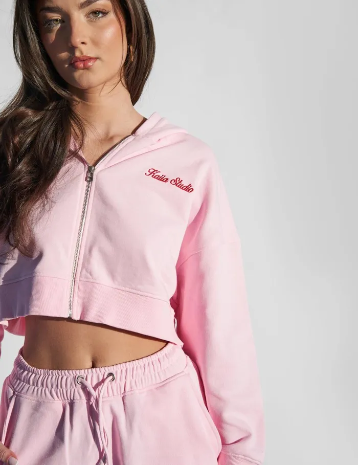 Women Kaiia Studio Zip Through Hoodie Pink Pink Public Desire Sweatshirt and Hoodies
