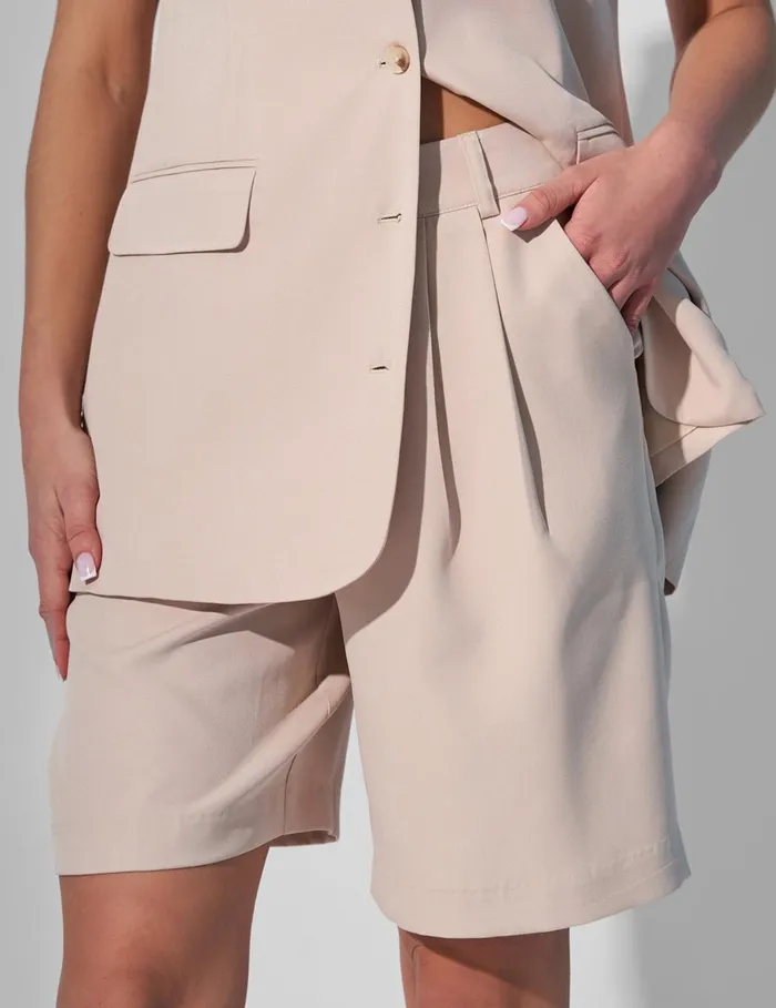Women Kaiia Tailored Highwaisted Shorts Co Ord Cream Cream Public Desire Shorts