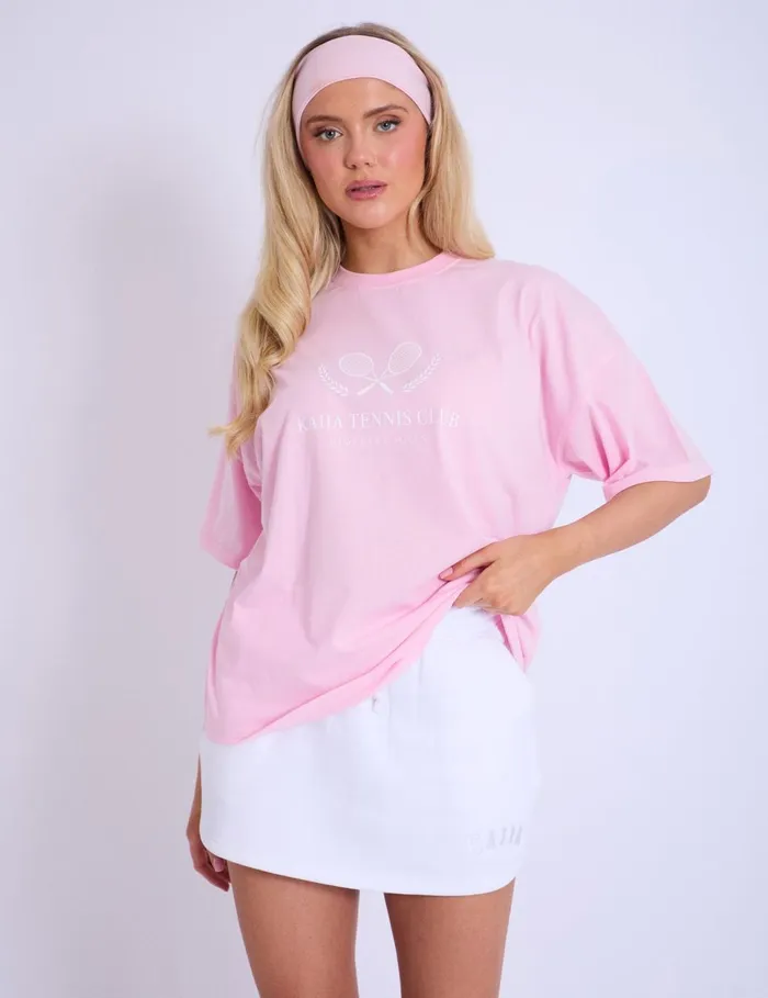 Women Kaiia Tennis Club Oversized TShirt Baby Pink Pink Public Desire Tops