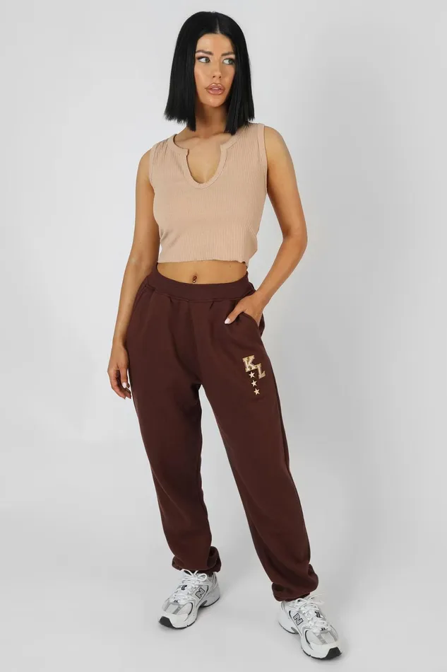 Women Kaiia Varsity 90039s Jogger Chocolate Kaiia Brown Public Desire Jogger and Leggings