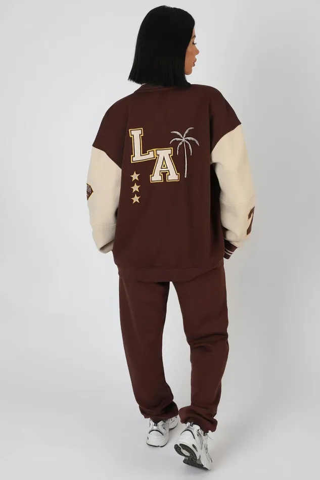 Women Kaiia Varsity 90039s Jogger Chocolate Kaiia Brown Public Desire Jogger and Leggings