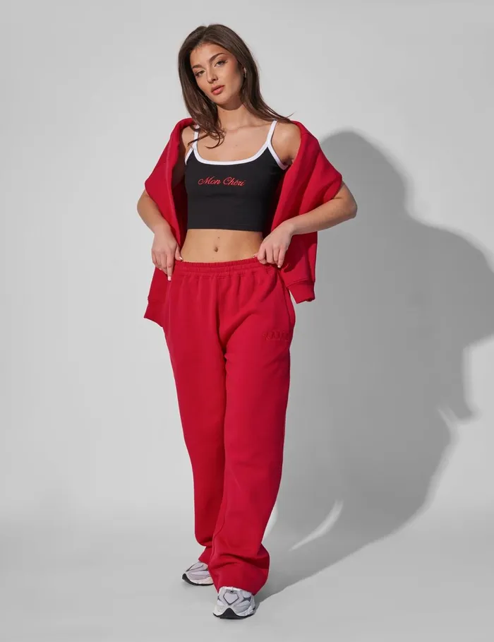 Women Kaiia Wide Leg Joggers Red Red Public Desire Jogger and Leggings