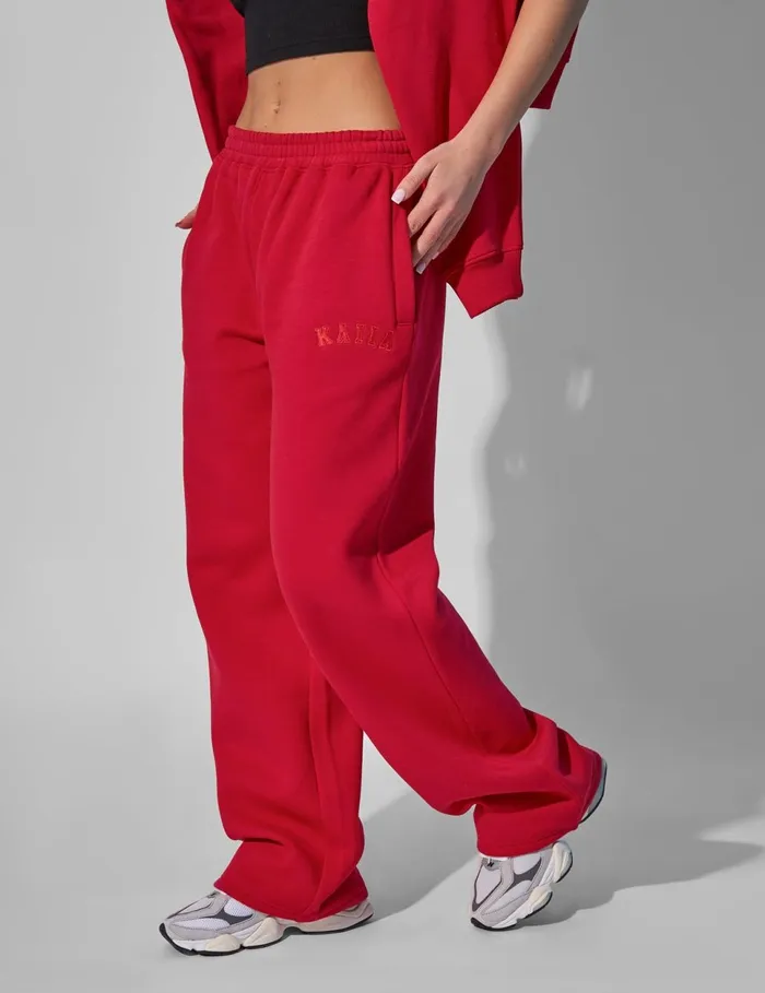 Women Kaiia Wide Leg Joggers Red Red Public Desire Jogger and Leggings