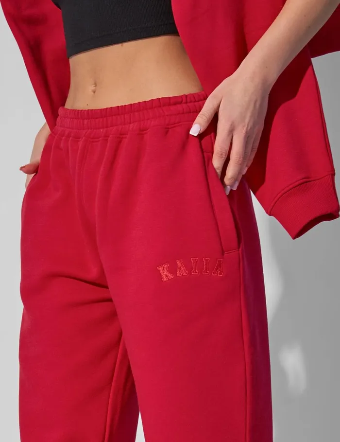 Women Kaiia Wide Leg Joggers Red Red Public Desire Jogger and Leggings
