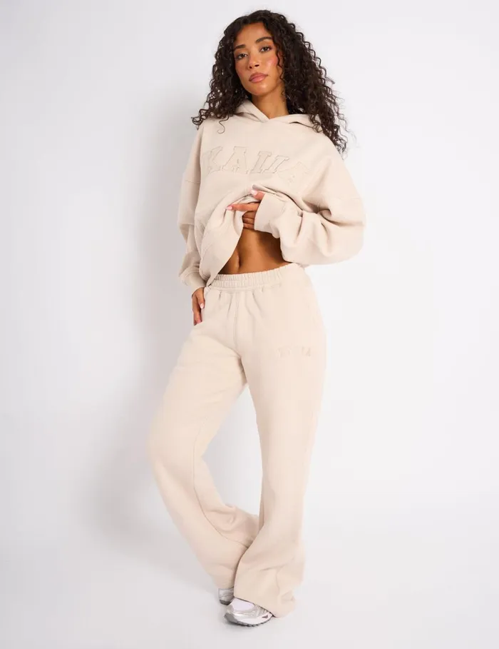 Women Kaiia Wide Leg Sweat Pants Cream Cream Public Desire Tailoring