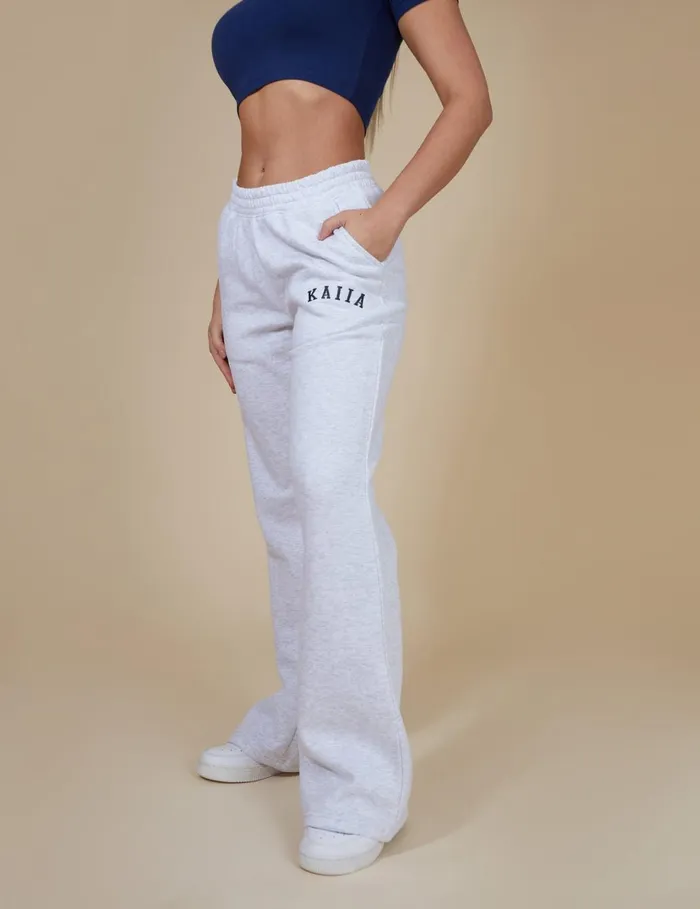 Women Kaiia Wide Leg Sweat Pants In Grey Marl Grey Public Desire Tracksuit